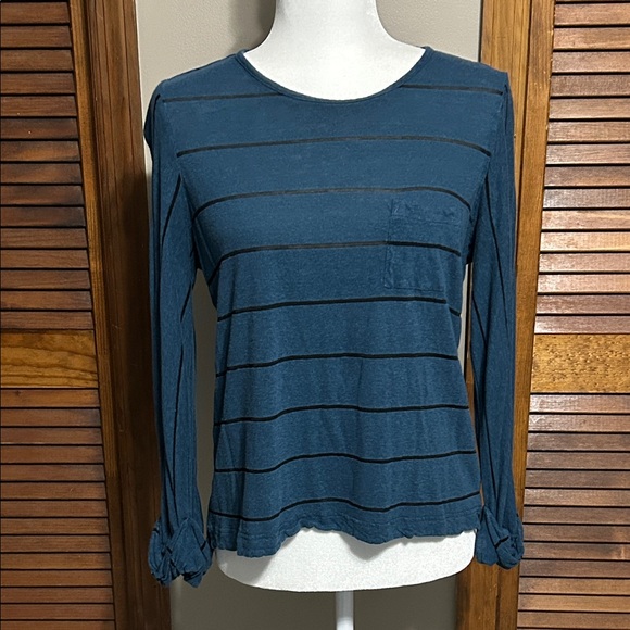 Wrap London Blue Striped Long Sleeve Top - Picture 1 of 7